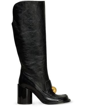 Ami Paris 90Mm Stud-Embellished Leather Knee-High Boots - Black