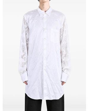 Comme des Garçons Lace-Sleeve Button-Up Shirt - White