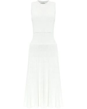 Lacoste Ribbed-Knit Sleeveless Midi Dress - White