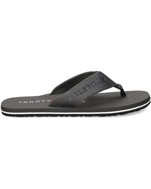 Tommy Hilfiger Webbing Logo-Print Flip-Flops - Grey