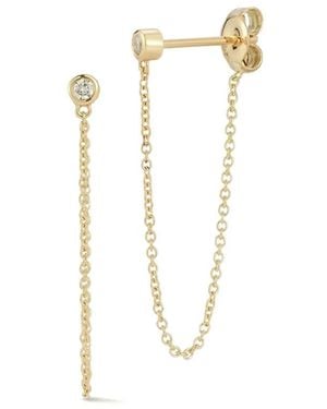 Mateo Chain-Drop Diamond Earrings - White