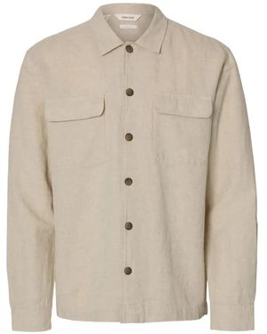 SELECTED Flap-Pocket Buttoned Overshirt - Natural