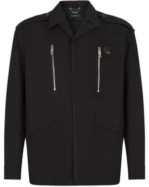 John Richmond Embroidered Zip-Detail Shirt - Black