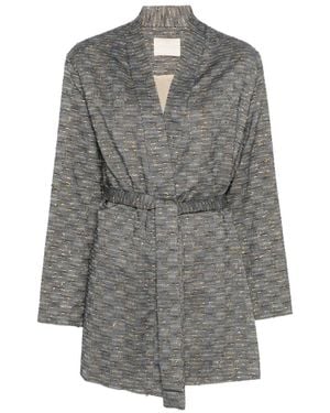 Momoní Eugenie Belted Wrap Coat - Grey