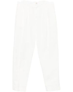 Canali Pleated Straight-Leg Pants - White