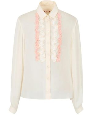 Marni Silk Georgette Shirt With Ruffles - White