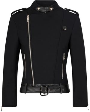 John Richmond Biker-Style Belted Jacket - Black