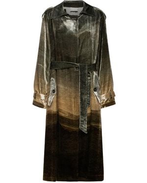 Pierre Louis Mascia Landscape-Print Belted Coat - Black