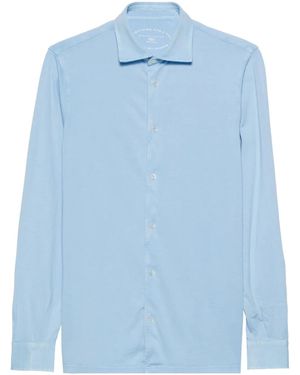 Fedeli Plain Organic-Cotton Shirt - Blue