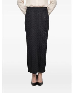 Brunello Cucinelli Sequin-Embellished Cable-Knit Maxi Skirt - Black