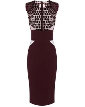 Elisabetta Franchi Fitted Midi Dress With Glossy Embellishments - Purple