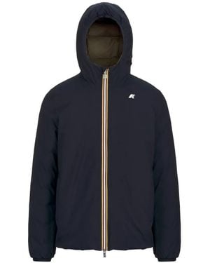 K-Way Rubberised Logo Hooded Jacket - Blue