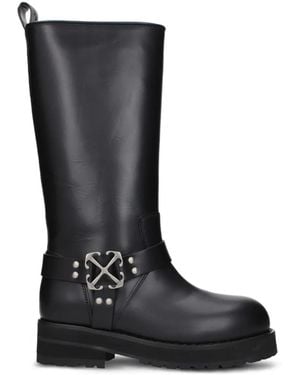Off-White c/o Virgil Abloh Bottes Off Track En Cuir À Détail De Boucle - Black