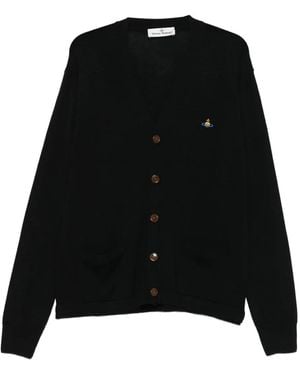 Vivienne Westwood Logo-Embroidered Patch-Pocket Cardigan - Black