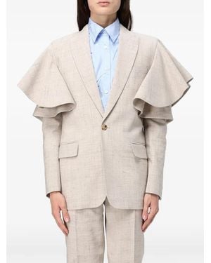 Moschino Ruffled-Sleeve Blazer - Grey