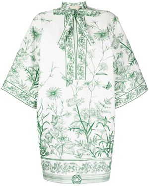 Elie Saab Embroidered Half-Sleeves Dress - Green