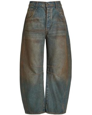 Free People Good Luck Mid-Rise Barrel Jeans - Grey