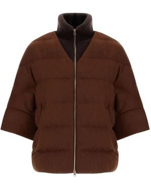 Herno Plumífero Con Pelo De Camello - Marrón