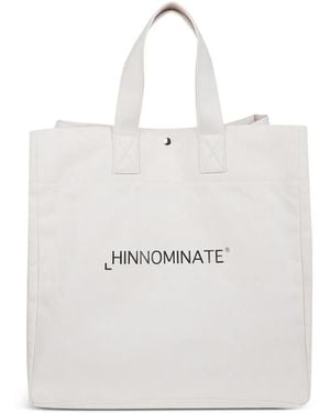 hinnominate Logo-Print Canvas Tote Bag - White