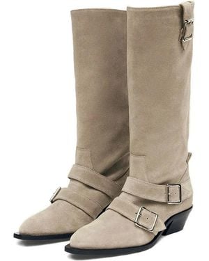 Alohas 45Mm Ryder Buckle-Detail Suede Boots - Natural