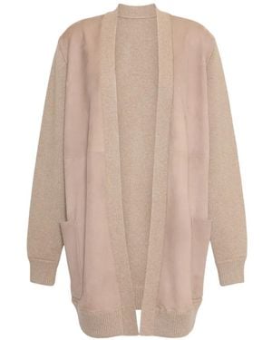 Max Mara Oliveto Cardigan Mit Wildledereinsatz - Natur