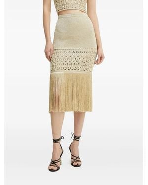 SIMONA CORSELLINI Fringe Knit Skirt - Natural