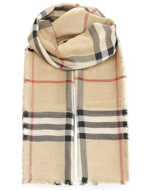 Burberry Giant Check Frayed Scarf - Natural