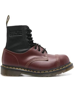 MM6 by Maison Margiela Ankle-Length Color-Block Lace-Up Boot - Brown