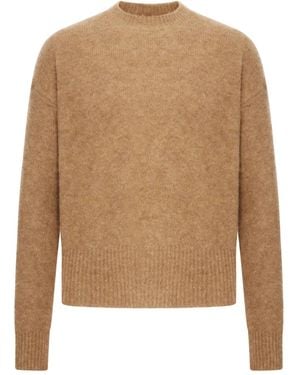 Ami Paris Logo-Detail Crew-Neck Jumper - Brown