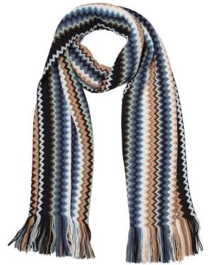 Missoni Zigzag Knit Fringed Scarf - Blue