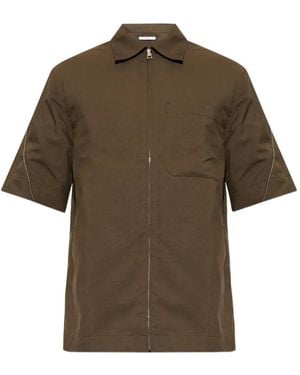 Givenchy Logo-Embroidered Zip-Up Shirt - Brown