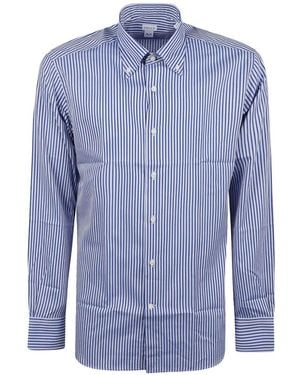 Orian Vertical-Stripe Button-Down Shirt - Blue