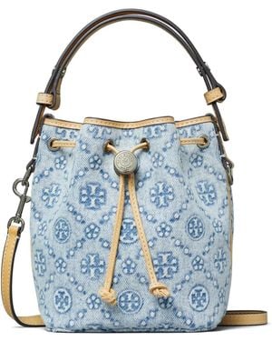 Tory Burch T Monogram バケットバッグ - ブルー