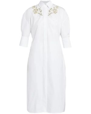 Erdem Embellished Shirt Dress - White