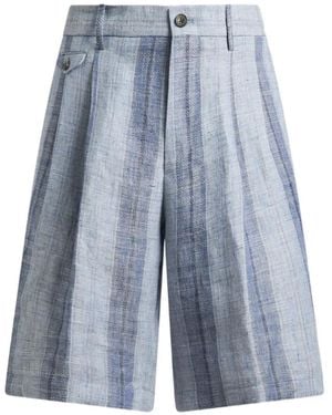 Etro Striped Linen Shorts - Blue