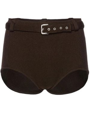Magda Butrym Belted Ribbed-Knit Shorts - Black
