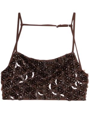 P.A.R.O.S.H. Beaded Spaghetti-Strap Top - Brown