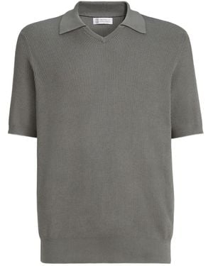 Brunello Cucinelli V-Neck Short-Sleeve T-Shirt - Grey
