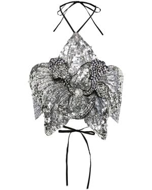 Amen Sequin-embellished Crop Top - Metallic