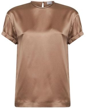 Brunello Cucinelli Monili Short-Sleeve T-Shirt - Brown