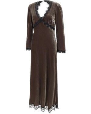RIXO London Alesha Lace-Trim Dress - Brown