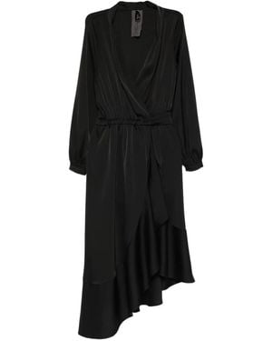 RHIZOME Morena Ruffled Asymmetric Midi Dress - Black