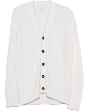 Eleventy Contrasting-Trim Buttoned Cardigan - White