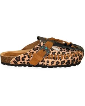 Taji Caribe Leopard-Print Mules - White
