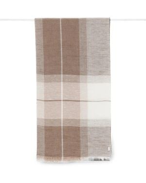 Pal Zileri Check-Pattern Frayed Scarf - Grey