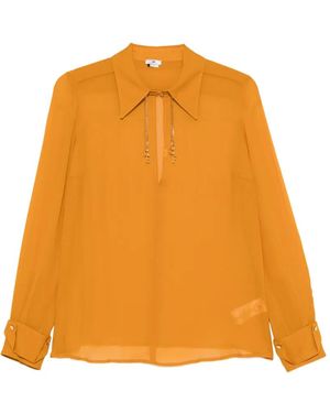 Elisabetta Franchi Charm-Embellished Cut-Out Blouse - Orange