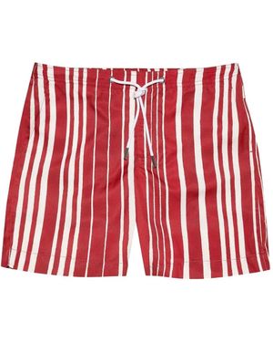 Orlebar Brown Bulldog Drawcord Stripe-Print Swim Shorts - Red