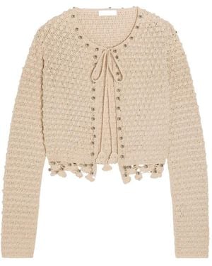 Rabanne Bead-Embellished Crochet Cardigan - Natural