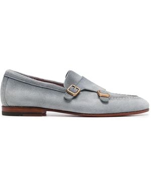 Santoni スエード モンクストラップシューズ - ホワイト