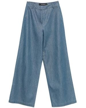 KARL LAGERFELD Shiny-Finish Wide-Leg Jeans - Blue
